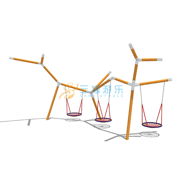 大型户外木质儿童秋千